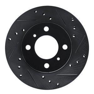 Dodge Colt Brake Rotor (1) - Front Right - R1 Concepts - Drilled & Slotted - Black - `92-`00